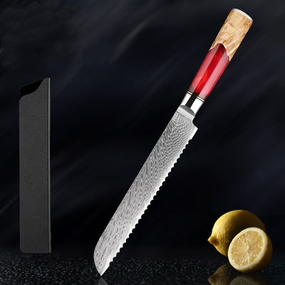 SAKUTO (作東) Japanese Damascus Steel Kitchen Knife Set With Resin Handle