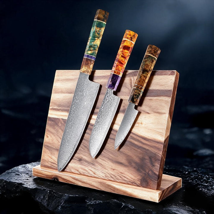 SAKUTO (久拓) Japanese Damascus Steel Kitchen Knife With Coloured Octagonal Handle