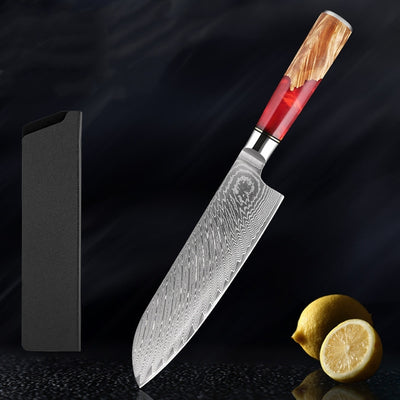 SAKUTO (作東) Japanese Damascus Steel Kitchen Knife Set With Resin Handle