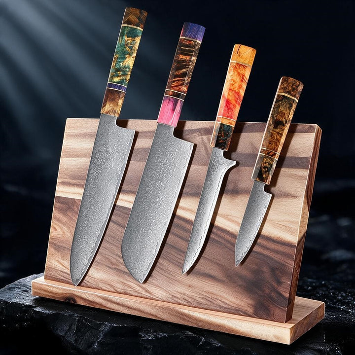 SAKUTO (久拓) Japanese Damascus Steel Kitchen Knife With Coloured Octagonal Handle