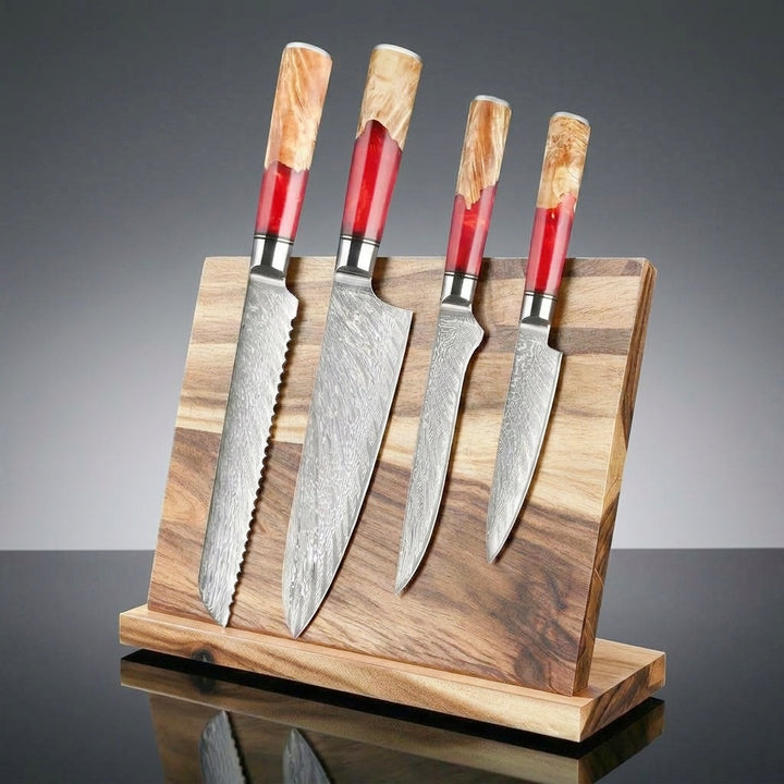 SAKUTO (作東) Japanese Damascus Steel Kitchen Knife Set With Resin Handle