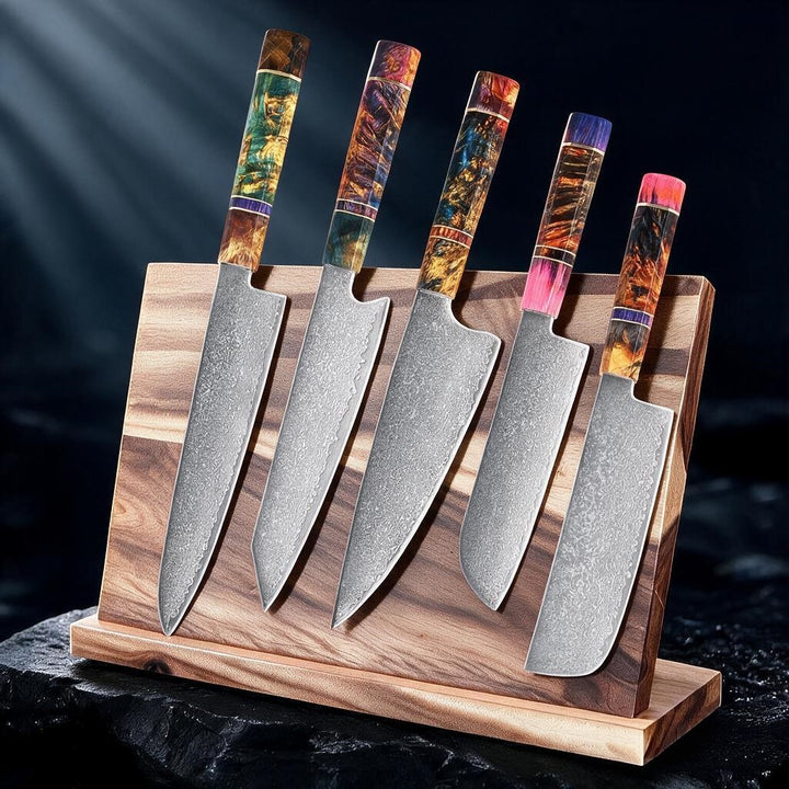 SAKUTO (久拓) Japanese Damascus Steel Kitchen Knife With Coloured Octagonal Handle