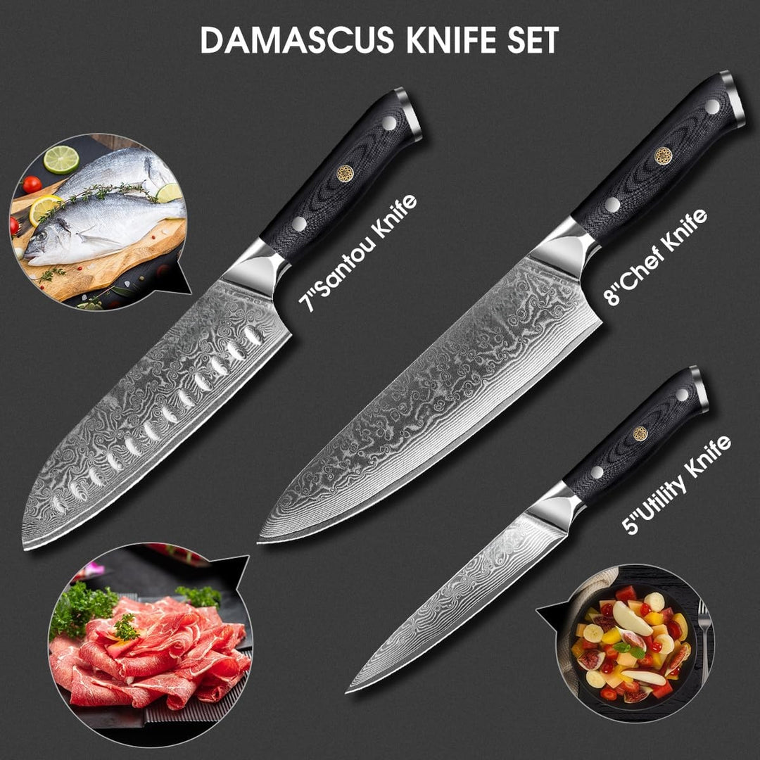 Akarui (あかるい) Japanese Santoku Chef Knife with Ebony Handle
