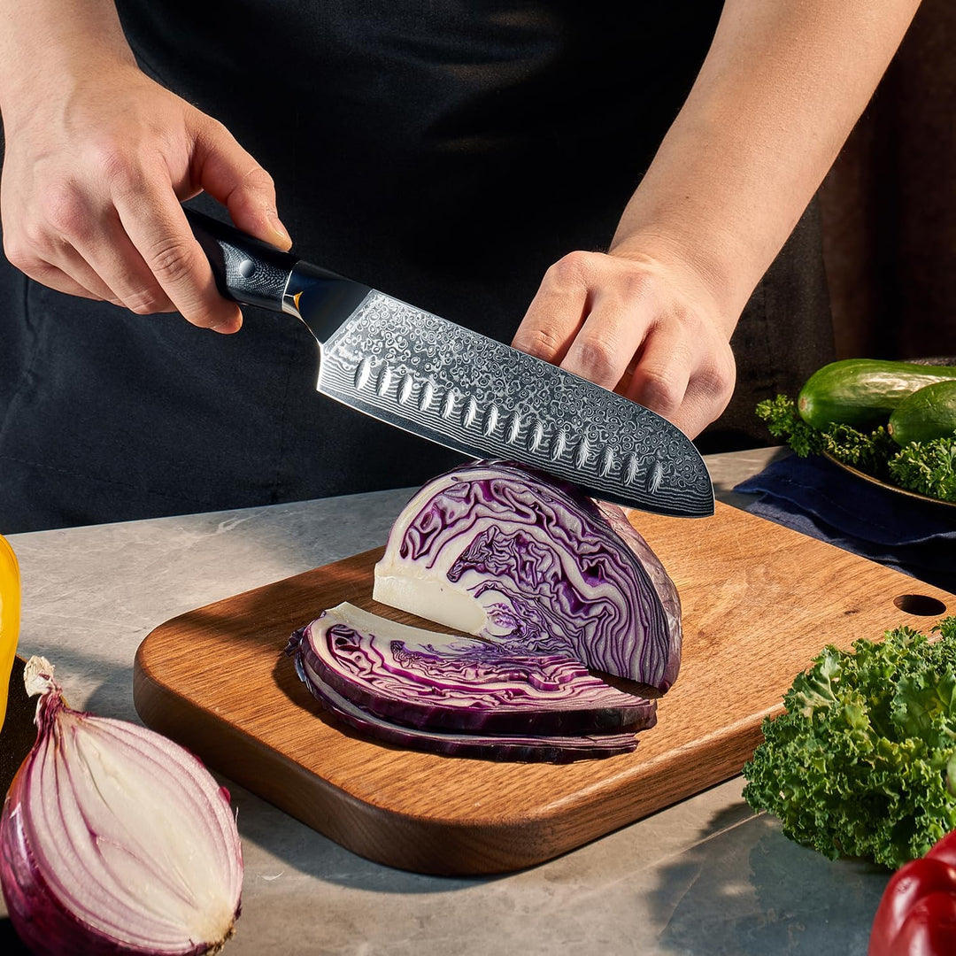 Akarui (あかるい) Japanese Santoku Chef Knife with Ebony Handle