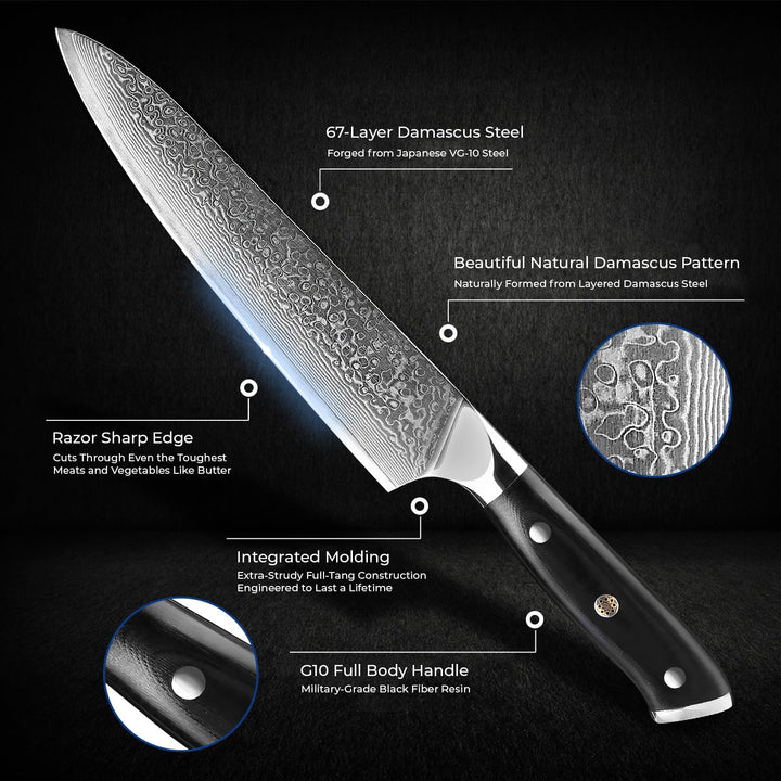 Akarui (あかるい) Japanese Santoku Chef Knife with Ebony Handle