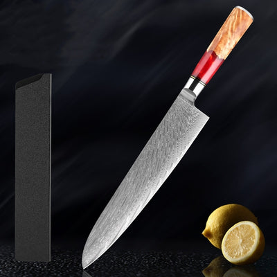 SAKUTO (作東) Japanese Damascus Steel Kitchen Knife Set With Resin Handle