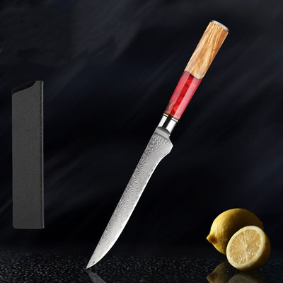 SAKUTO (作東) Japanese Damascus Steel Kitchen Knife Set With Resin Handle