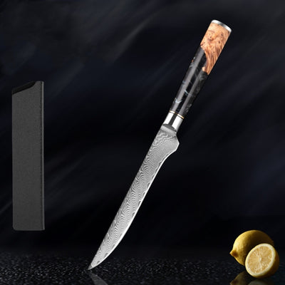 SAKUTO (作東) Japanese Damascus Steel Kitchen Knife Set With Resin Handle