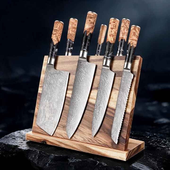 SAKUTO (作東) Japanese Damascus Steel Kitchen Knife Set With Resin Handle
