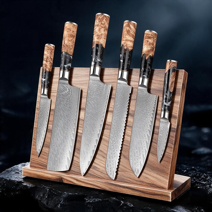 SAKUTO (作東) Japanese Damascus Steel Kitchen Knife Set With Resin Handle