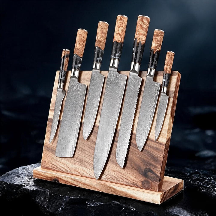 SAKUTO (作東) Japanese Damascus Steel Kitchen Knife Set With Resin Handle