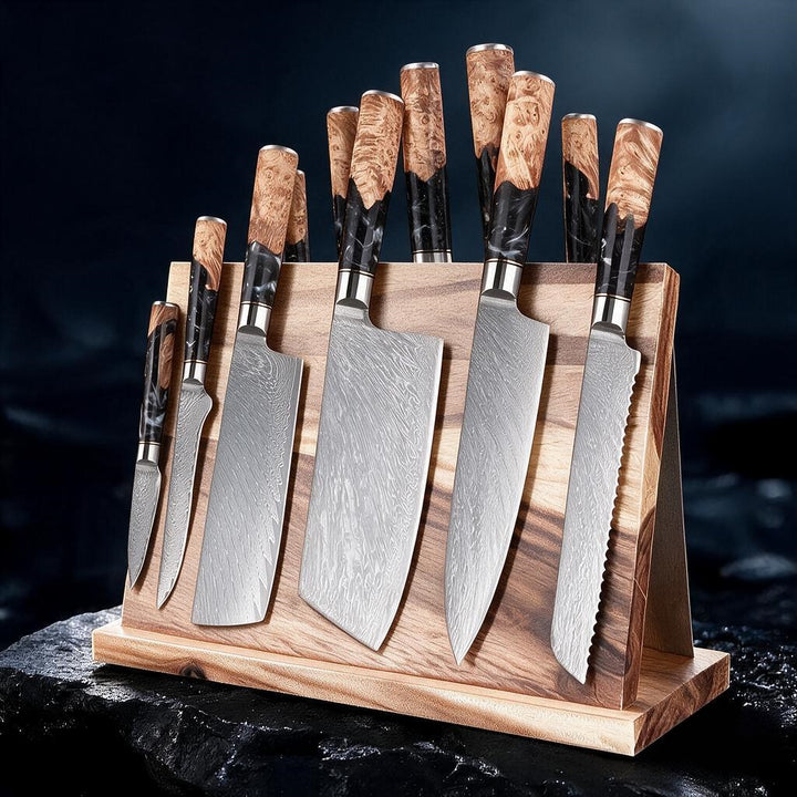 SAKUTO (作東) Japanese Damascus Steel Kitchen Knife Set With Resin Handle