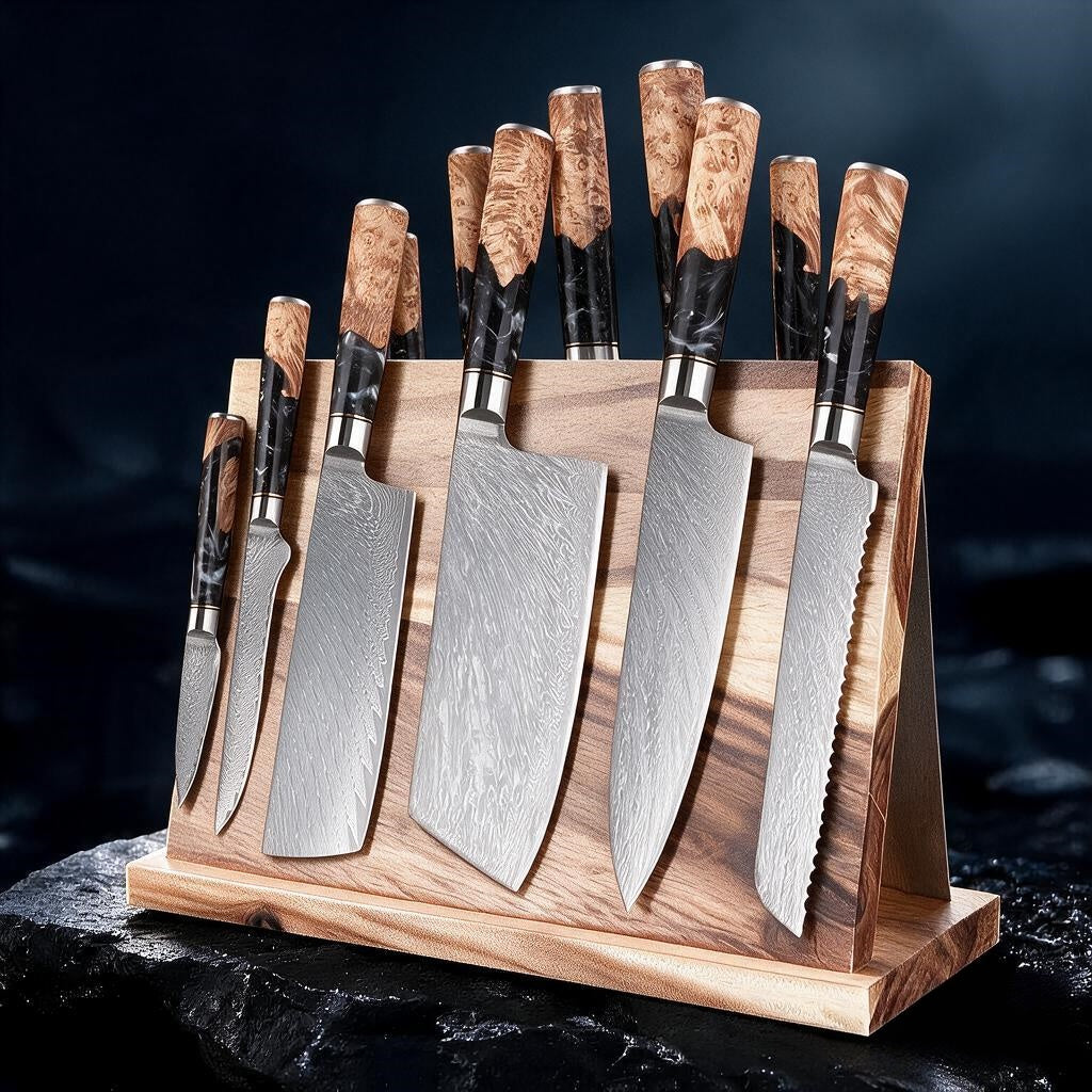 Pro Chef Japanese Damascus Knife Set – Ultra-Sharp Hand-Forged Kitchen Knives