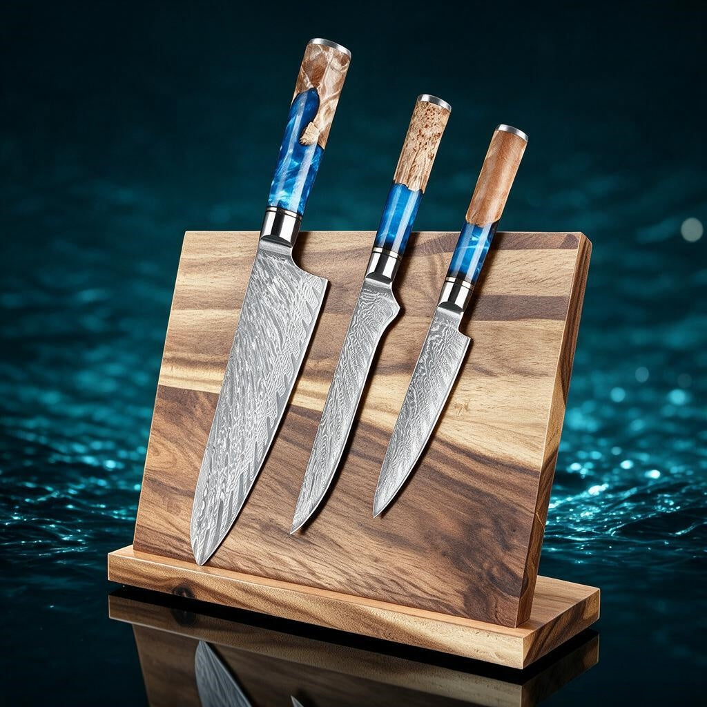 Sakuto Japanese Chef Knife Set, Best Damascus Knives, Ultra Sharp Blade