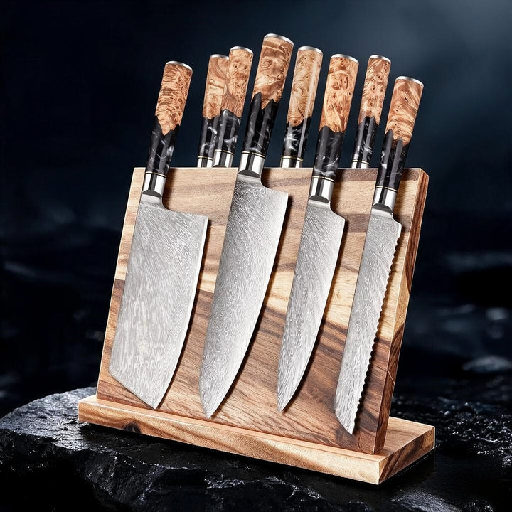 SAKUTO (作東) Japanese Damascus Steel Kitchen Knife Set With Resin Handle