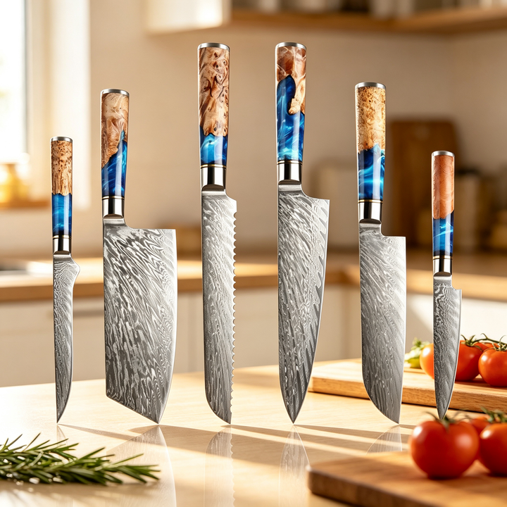 Pro Chef Japanese Damascus Knife Set – Ultra-Sharp Hand-Forged Kitchen Knives
