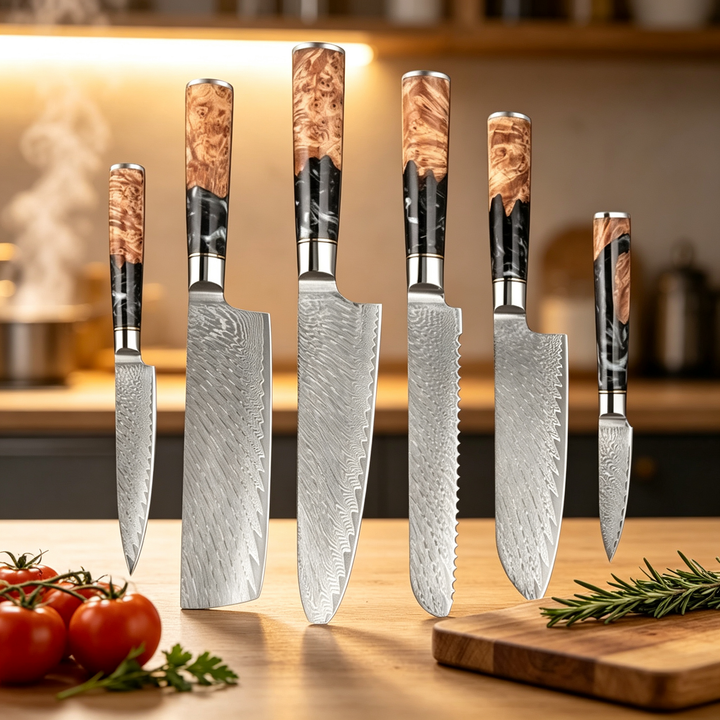 Sakuto Japanese Chef Knife Set, Best Damascus Knives, Ultra Sharp Blade