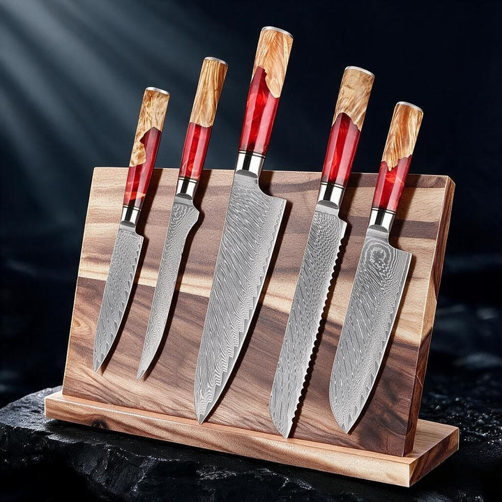 Pro Chef Japanese Damascus Knife Set – Ultra-Sharp Hand-Forged Kitchen Knives