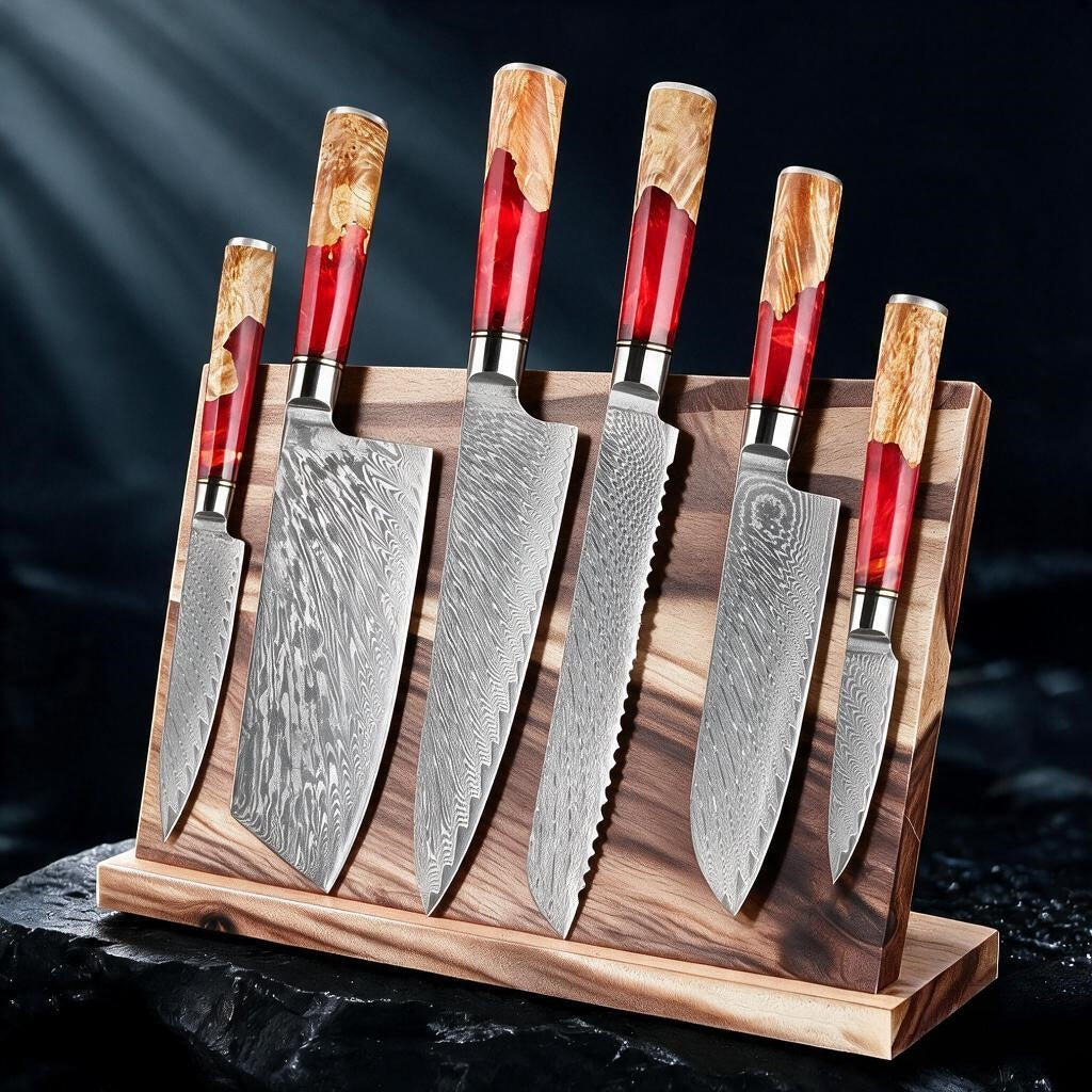Pro Chef Japanese Damascus Knife Set – Ultra-Sharp Hand-Forged Kitchen Knives