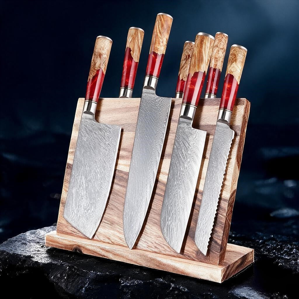 Pro Chef Japanese Damascus Knife Set – Ultra-Sharp Hand-Forged Kitchen Knives