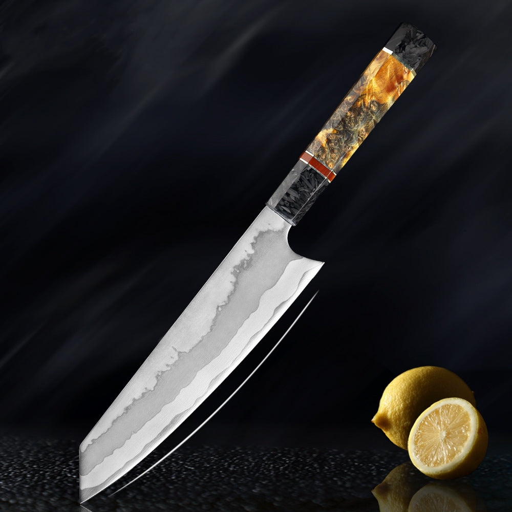 Kiritsuke ( きりつけ) Japanese Damascus Steel Chef Knife With Coloured Octagonal Handle